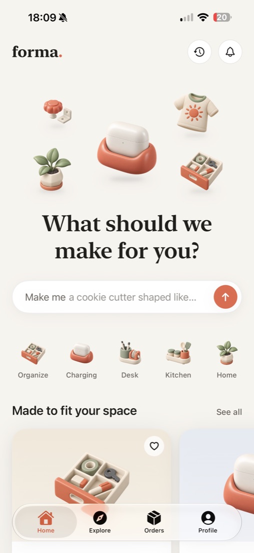 Forma app home: describe what to make